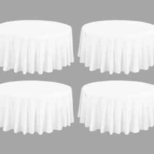 4 White Round Tablecloths - 108" round